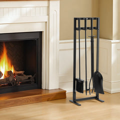 VEVOR Fireplace Tool Set, 5 PCS Fire Tool Set and Holder with Square-Frame Stand, Tongs, Ash Shovel, Brush, Fire Place