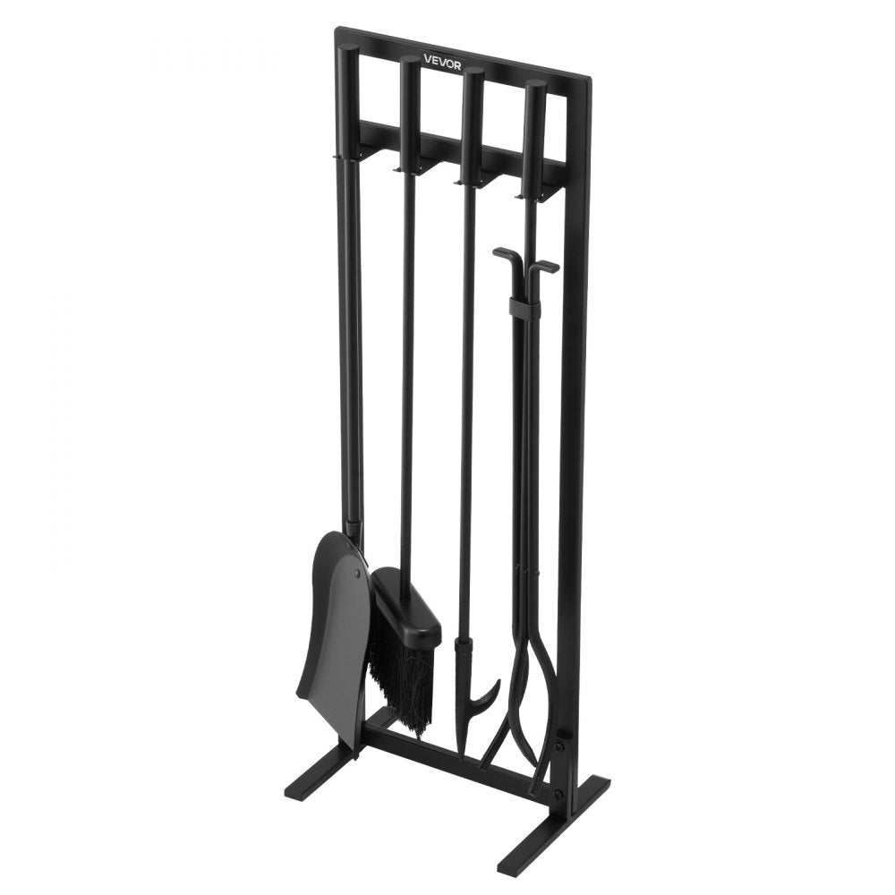 VEVOR Fireplace Tool Set, 5 PCS Fire Tool Set and Holder with Square-Frame Stand, Tongs, Ash Shovel, Brush, Fire Place