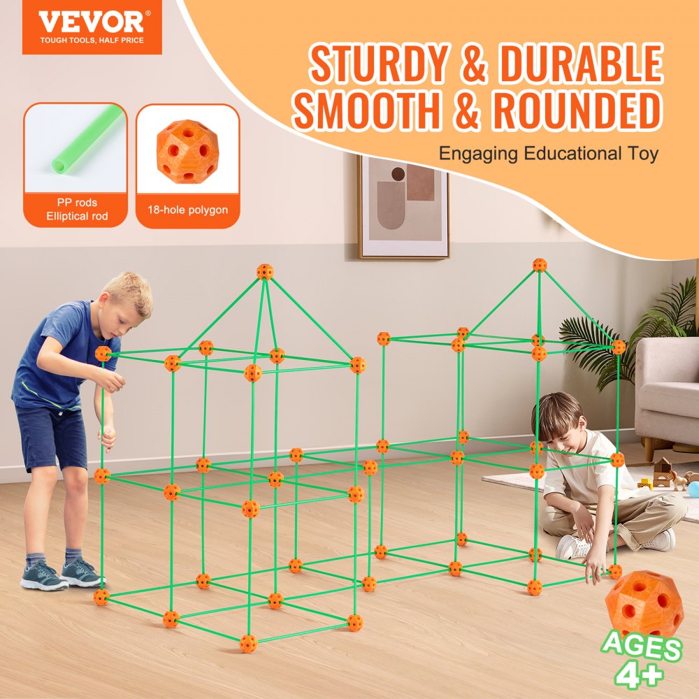 VEVOR Fort Building Kit for Kids, 140PCS Glow in The Dark STEM Building Toys, Educational Gift for 4 5 6 7 8+ Year Old
