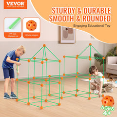 VEVOR Fort Building Kit for Kids, 140PCS Glow in The Dark STEM Building Toys, Educational Gift for 4 5 6 7 8+ Year Old
