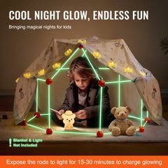 VEVOR Fort Building Kit for Kids, 140PCS Glow in The Dark STEM Building Toys, Educational Gift for 4 5 6 7 8+ Year Old