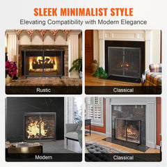 VEVOR Fireplace Screen 1 Panel with Door, Sturdy Iron Mesh Fireplace Screen, 38.98"(L) x30.7"(H) Spark Guard Cover