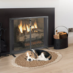 VEVOR Fireplace Screen 1 Panel with Door, Sturdy Iron Mesh Fireplace Screen, 38.98"(L) x30.7"(H) Spark Guard Cover