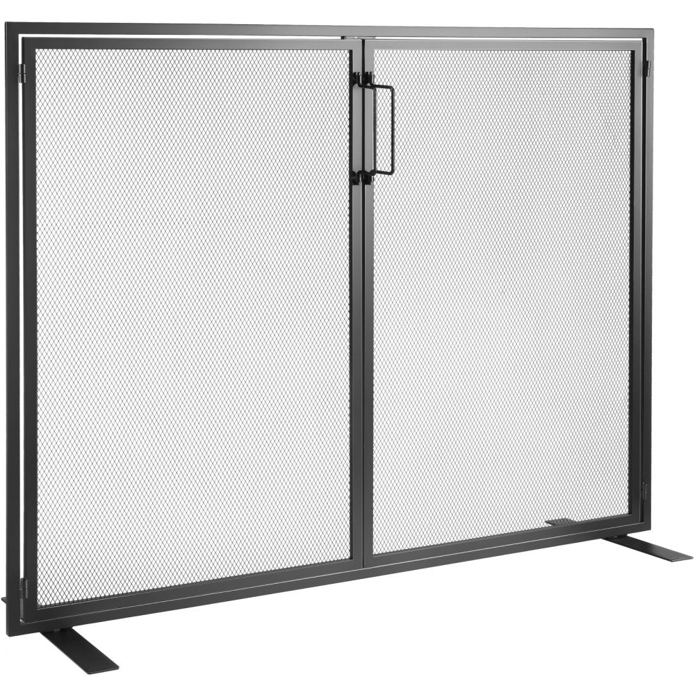 VEVOR Fireplace Screen 1 Panel with Door, Sturdy Iron Mesh Fireplace Screen, 38.98"(L) x30.7"(H) Spark Guard Cover