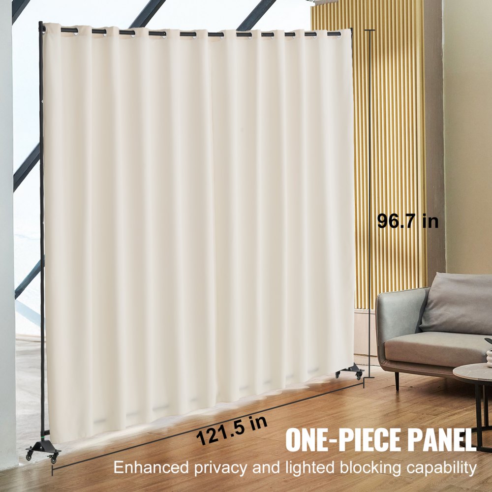 VEVOR Room Divider, Portable Panel Room Divider with Wheels Curtain Divider Stand, Freestanding Room Divider Privacy