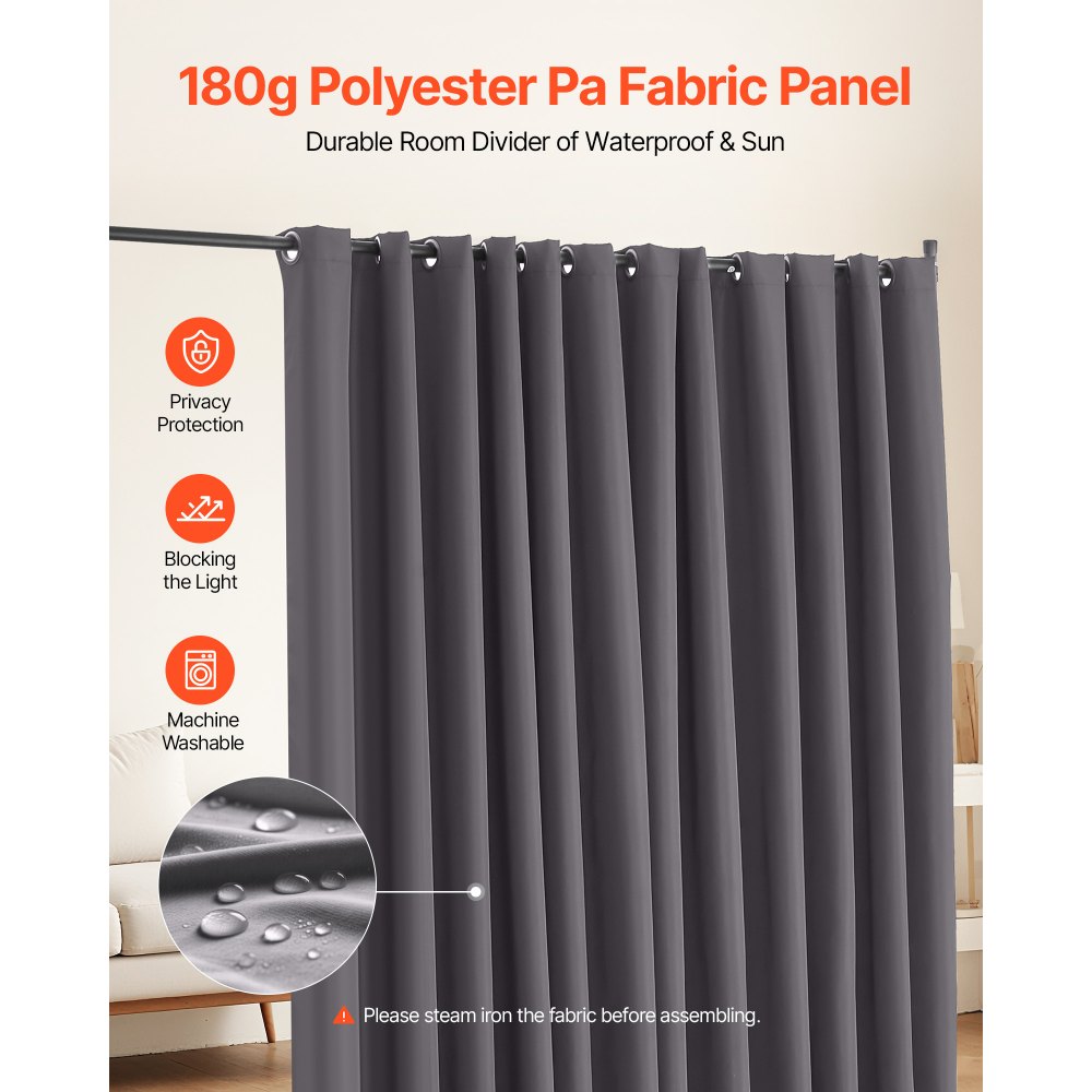 VEVOR Room Divider, Portable Panel Room Divider with Wheels Curtain Divider Stand, Freestanding Room Divider Privacy