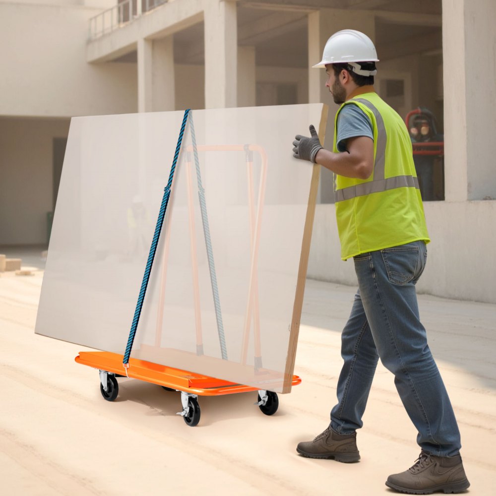 VEVOR Drywall Cart Dolly, 1800 lbs Load Capacity, Steel Panel Dolly with 4 Swivel Casters, Durable & Long-lasting