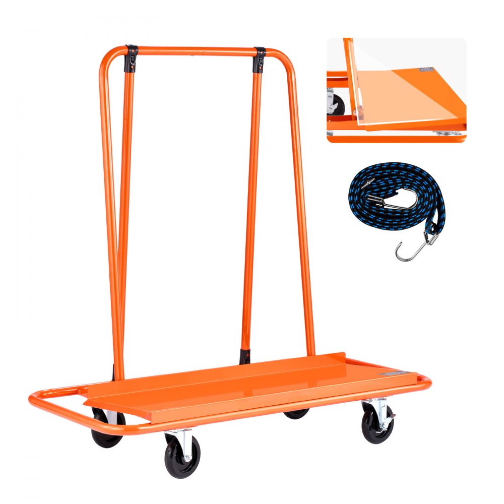 VEVOR Drywall Cart Dolly, 1800 lbs Load Capacity, Steel Panel Dolly with 4 Swivel Casters, Durable & Long-lasting