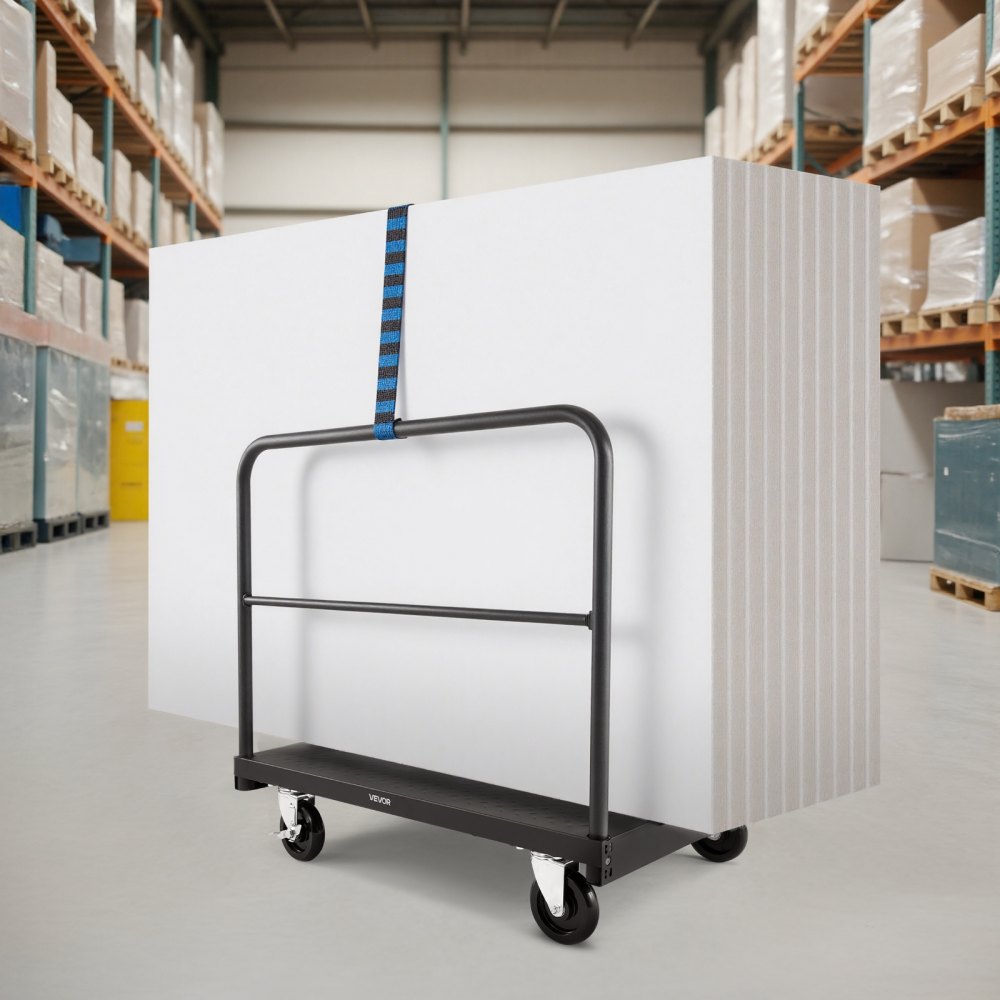 VEVOR Drywall Cart Dolly, 1800 lbs Load Capacity, 2-in-1 Steel Panel Truck Cart with 5 inch Swivel Casters, 36 x 24