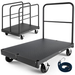 VEVOR Drywall Cart Dolly, 1800 lbs Load Capacity, 2-in-1 Steel Panel Truck Cart with 5 inch Swivel Casters, 36 x 24