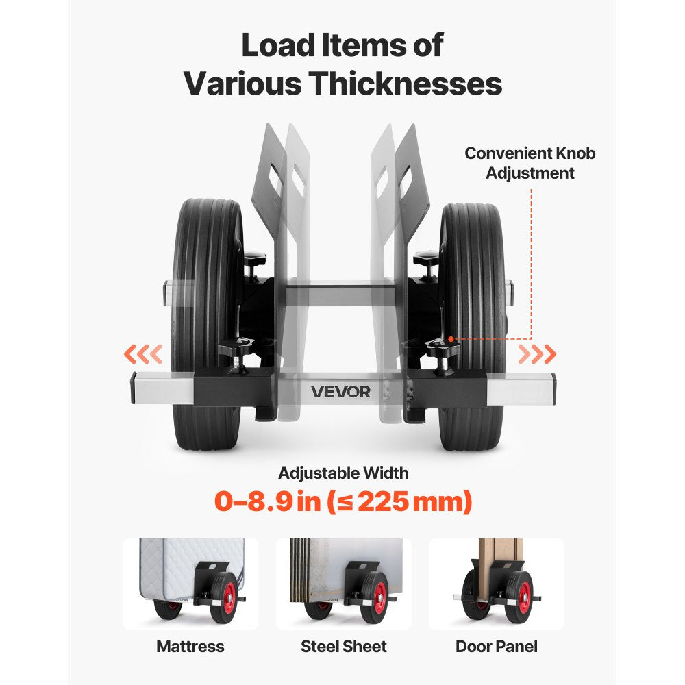 VEVOR Panel Dolly, 1000 lbs Load Capacity, Drywall Mover with 10 Inch Rubber Wheels Fits Different Terrain, Adjustable