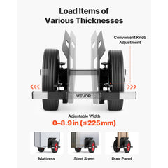 VEVOR Panel Dolly, 1000 lbs Load Capacity, Drywall Mover with 10 Inch Rubber Wheels Fits Different Terrain, Adjustable