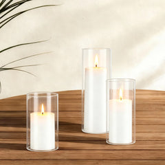 VEVOR Pillar Candles and Glass Vases Set 24 Pcs, Clear Cylinder Hurricane Candle Holders for Wedding Centerpieces, Tall