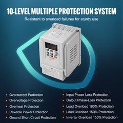 VEVOR VFD 5HP, 4KW, 18A, 1 Phase 220V-240V Input to 3 Phase 220V-240V Output Variable Frequency Drive, 0-400Hz VFD for