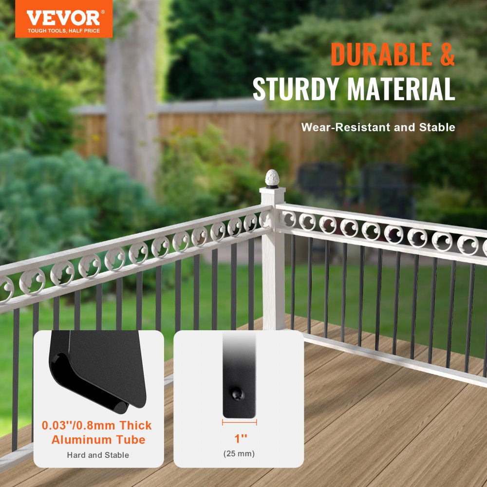 VEVOR Staircase Metal Balusters, 29.5'' x 1'' Flat Aluminum Alloy Decorative Banister Spindles, 51 Pack Deck Baluster