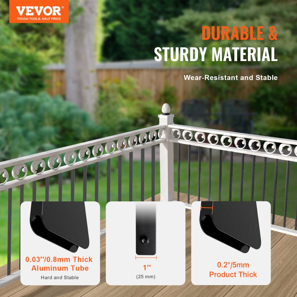 VEVOR Staircase Metal Balusters, 32.28" x 1" x 0.2" Flat Aluminum Alloy Decorative Banister Spindles, 51 Pack Deck