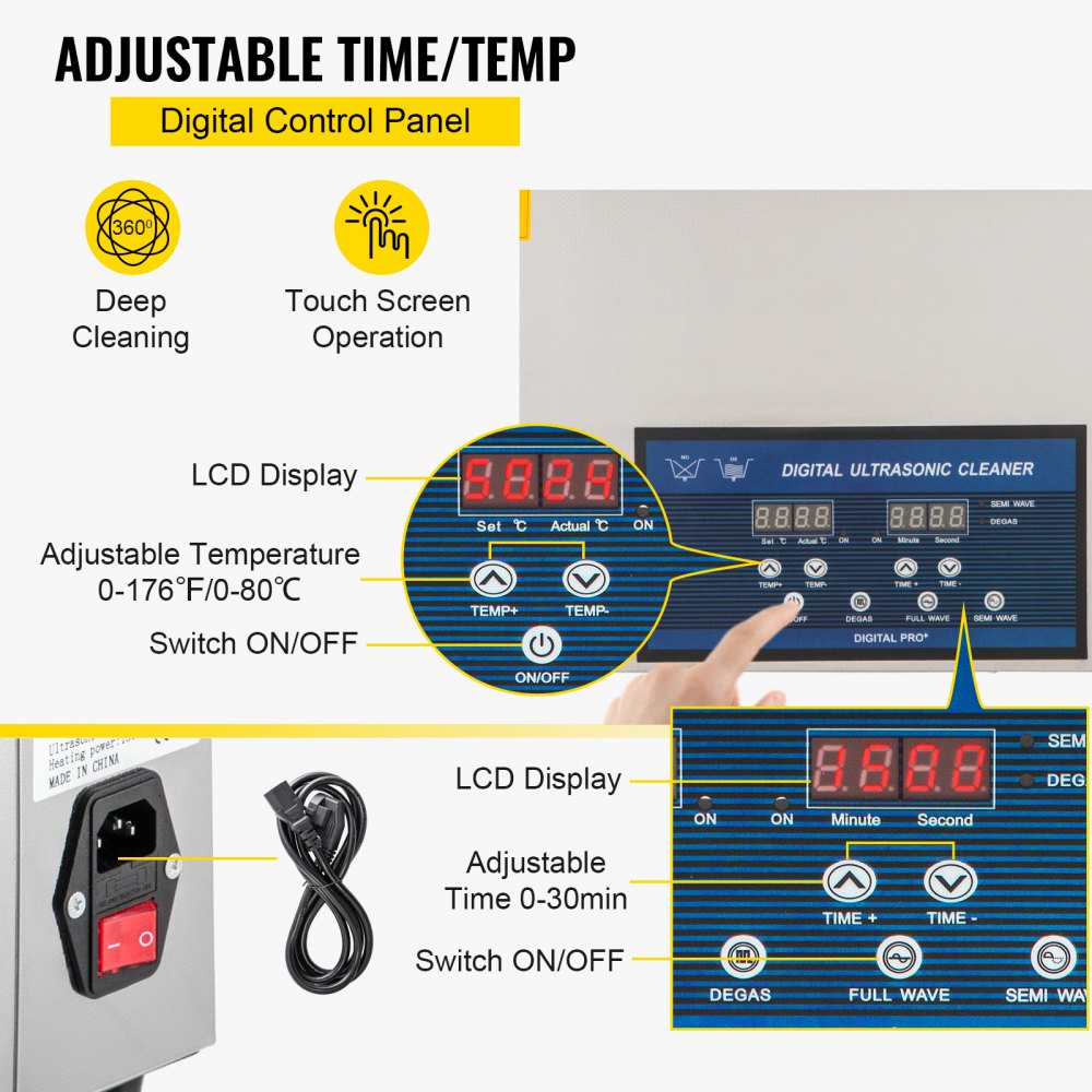 VEVOR 30L Ultrasonic Cleaner 28/40khz Dual Frequency Professional Ultrasonic Parts Cleaner with Heater Timer for Parts