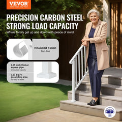 VEVOR Handrails for Outdoor Steps, 3-4 Step Stair Hand Rail Kit, Transitional Carbon Steel Railings with Installation