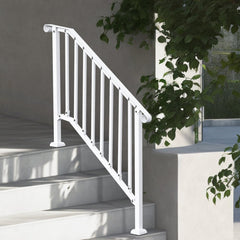 VEVOR Handrails for Outdoor Steps, 3-4 Step Stair Hand Rail Kit, Transitional Carbon Steel Railings with Installation