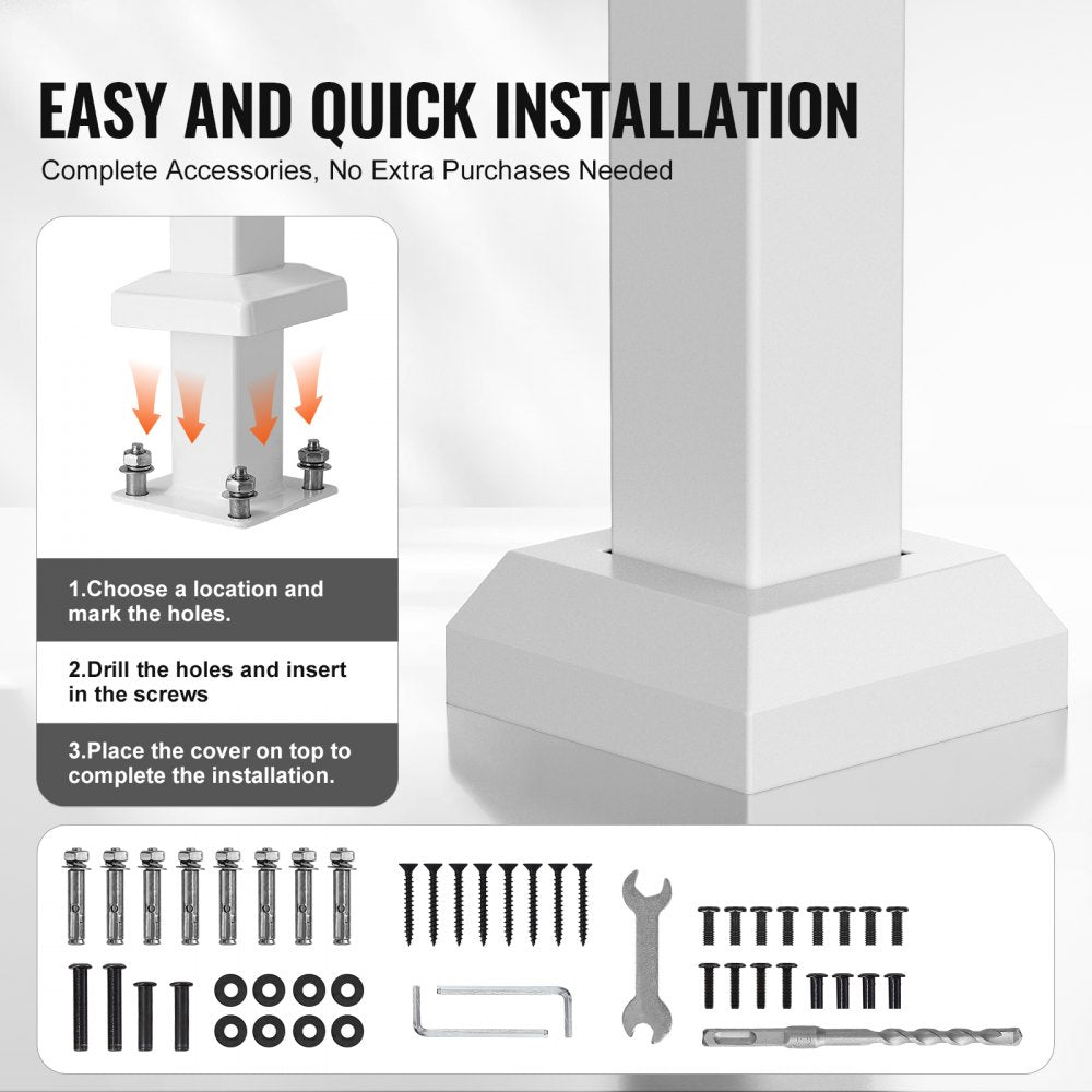 VEVOR Handrails for Outdoor Steps, 1-2 Step Stair Hand Rail Kit, Transitional Carbon Steel Railings with Installation