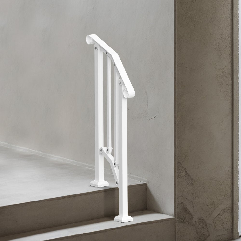 VEVOR Handrails for Outdoor Steps, 1-2 Step Stair Hand Rail Kit, Transitional Carbon Steel Railings with Installation