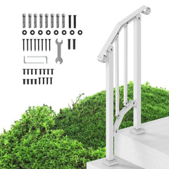 VEVOR Handrails for Outdoor Steps, 1-2 Step Stair Hand Rail Kit, Transitional Carbon Steel Railings with Installation
