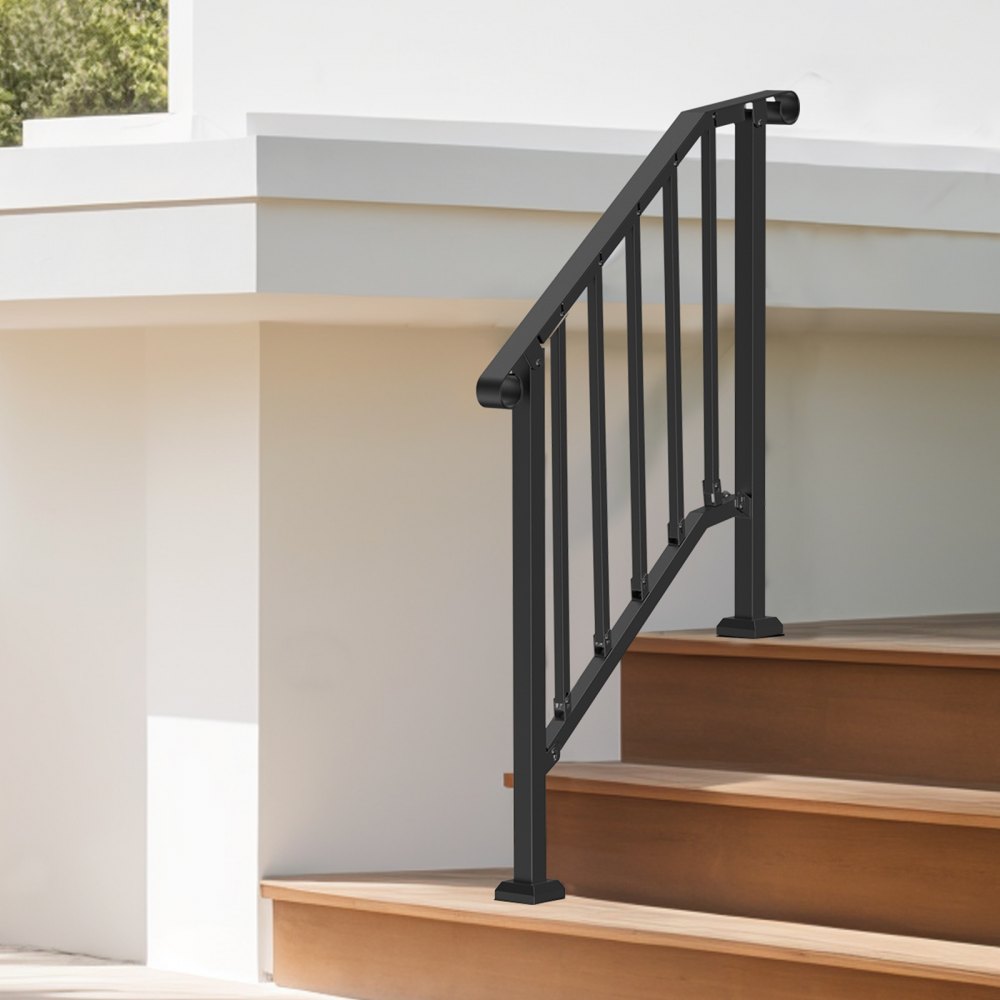 VEVOR Handrails for Outdoor Steps, 2-3 Step Stair Hand Rail Kit, Transitional Carbon Steel Railings with Installation