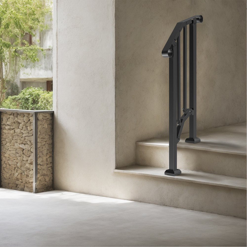 VEVOR Handrails for Outdoor Steps, 1-2 Step Stair Hand Rail Kit, Transitional Carbon Steel Railings with Installation
