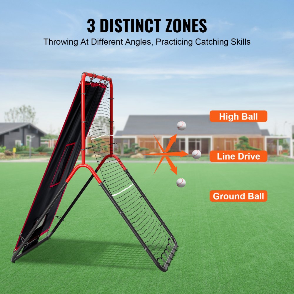 VEVOR Baseball And Softball Rebounder Net, 3.5 x 4.5 ft 2-in-1 Switch Hitter Pitch Trainer, PitchBack Baseball Pitching