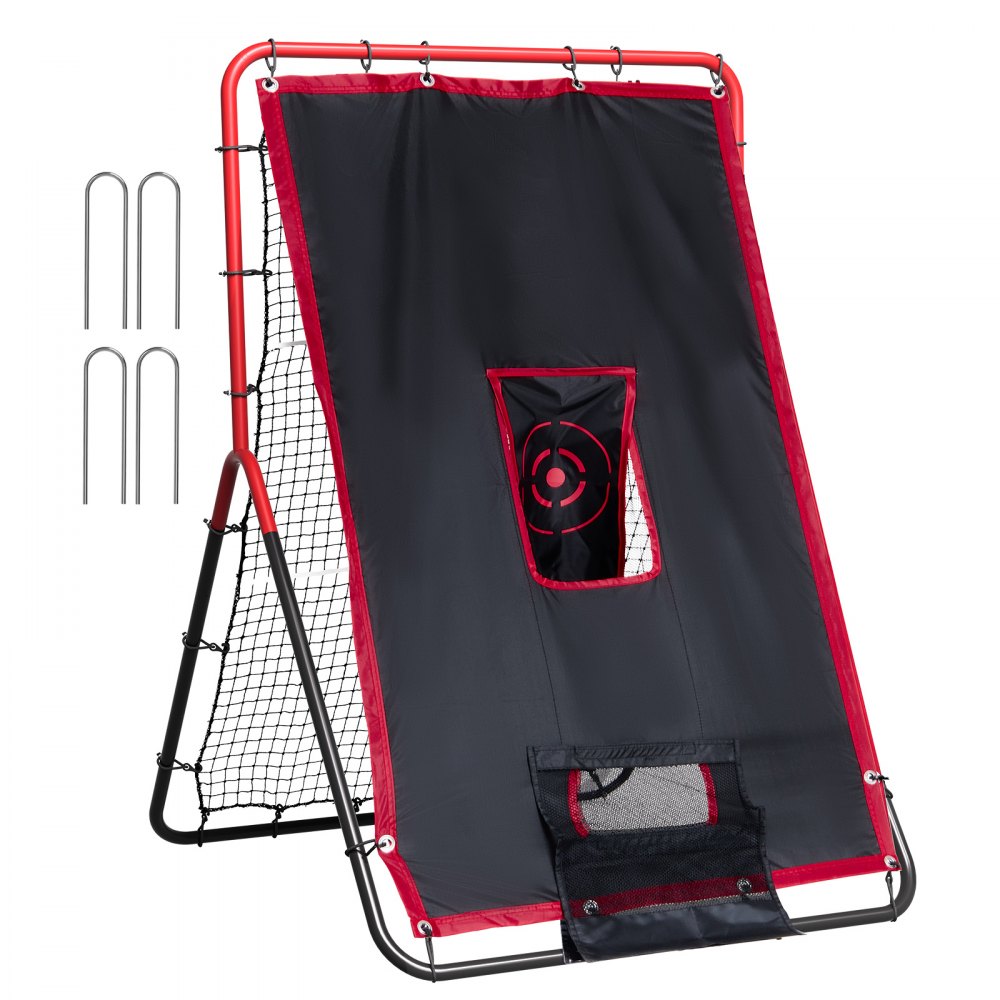 VEVOR Baseball And Softball Rebounder Net, 3.5 x 4.5 ft 2-in-1 Switch Hitter Pitch Trainer, PitchBack Baseball Pitching