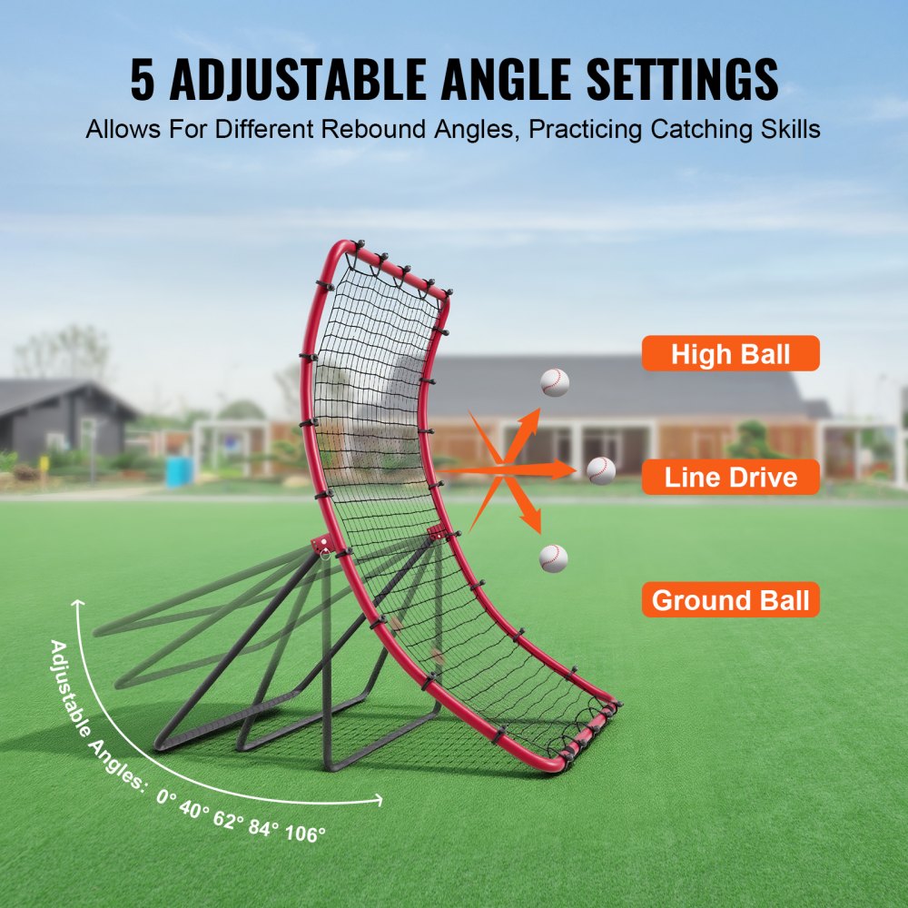 VEVOR Baseball And Softball Rebounder Net, 4 x 5.5 ft PitchBack Baseball Pitching Nest, Pitch Return Trainer Rebound