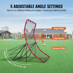 VEVOR Baseball And Softball Rebounder Net, 4 x 5.5 ft PitchBack Baseball Pitching Nest, Pitch Return Trainer Rebound