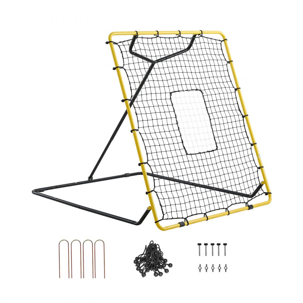 VEVOR Baseball Softball Rebounder Net 4 x 4.5 ft Pitch Back Trainer Target, 4 Adjustable Angles with Strike Zone, Steel