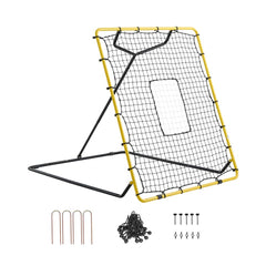VEVOR Baseball Softball Rebounder Net 4 x 4.5 ft Pitch Back Trainer Target, 4 Adjustable Angles with Strike Zone, Steel