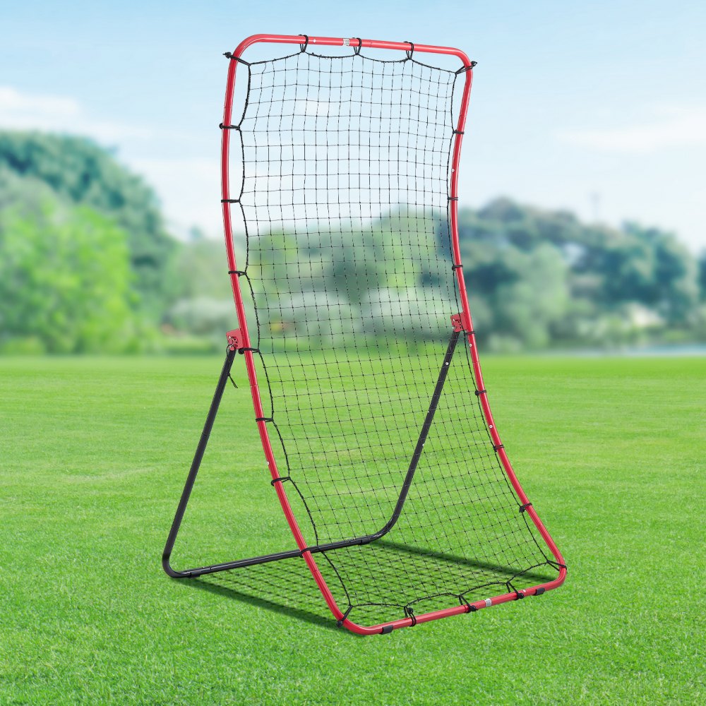 VEVOR Baseball Softball Rebounder Net 4 x 5.5 ft Pitch Back Trainer, 5 Adjustable Angles, Heavy-duty Steel Frame, All
