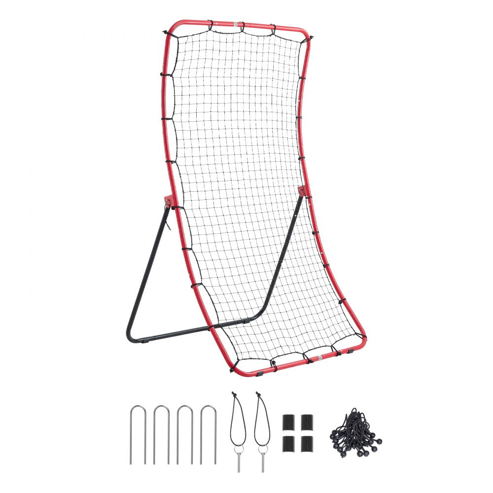VEVOR Baseball Softball Rebounder Net 4 x 5.5 ft Pitch Back Trainer, 5 Adjustable Angles, Heavy-duty Steel Frame, All