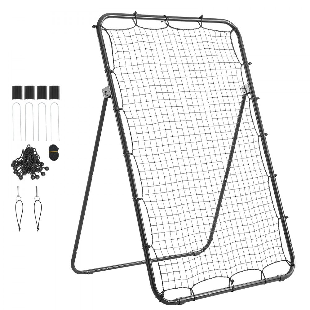 VEVOR Baseball Softball Rebounder Net 4 x 6 ft Pitch Back Trainer Target, 5 Adjustable Angles with Strike Zone, Steel