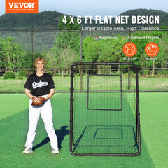 VEVOR Baseball And Softball Rebounder Net, 4 x 6 Feet PitchBack Baseball Nest for Pitching and Fielding Training, Pitch