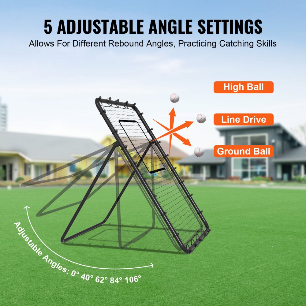 VEVOR Baseball And Softball Rebounder Net, 4 x 6 Feet PitchBack Baseball Nest for Pitching and Fielding Training, Pitch