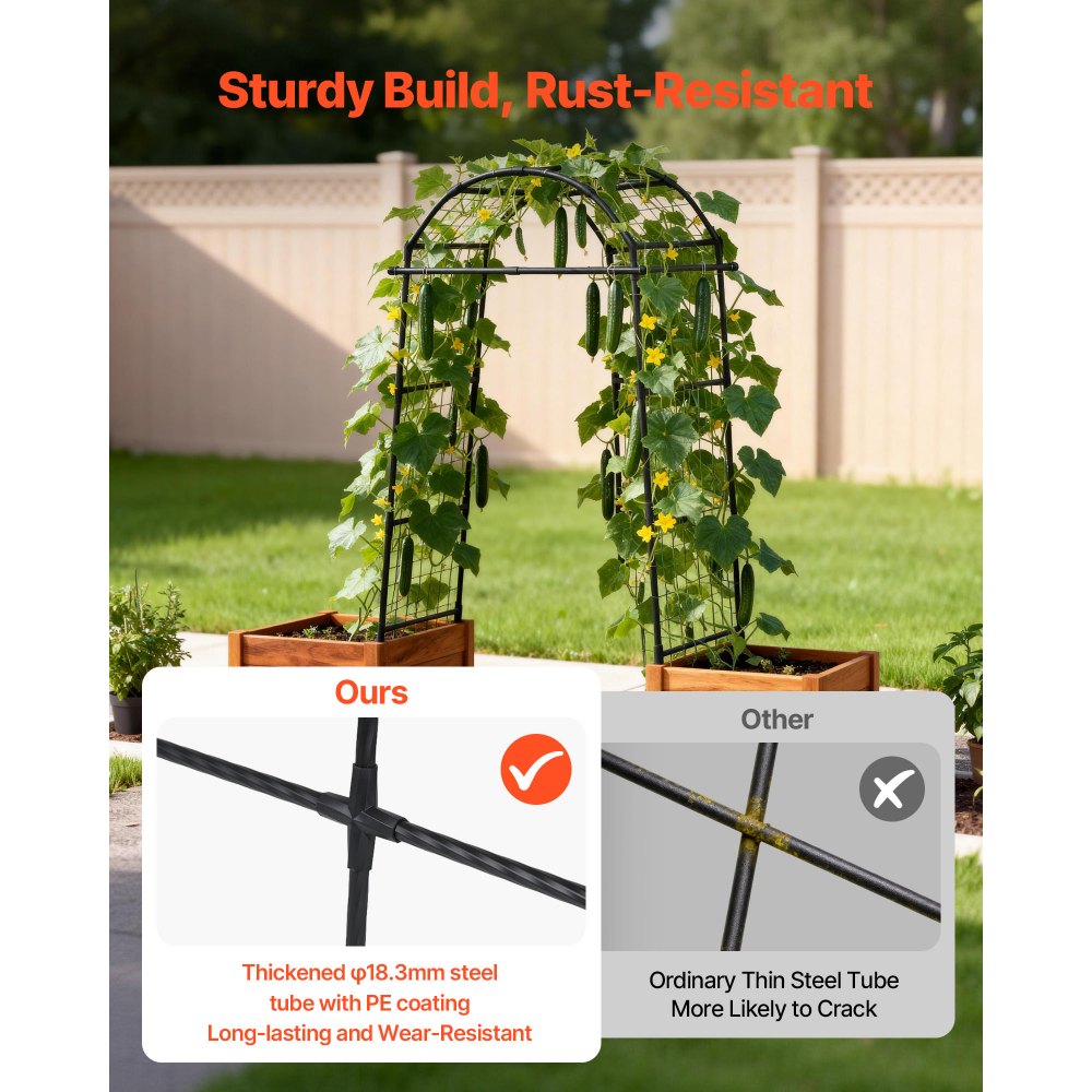VEVOR Cucumber Trellis, U-Shape Garden Trellises for Raised Bed, Metal Arch Plant Support for Vine, Climbing Plants