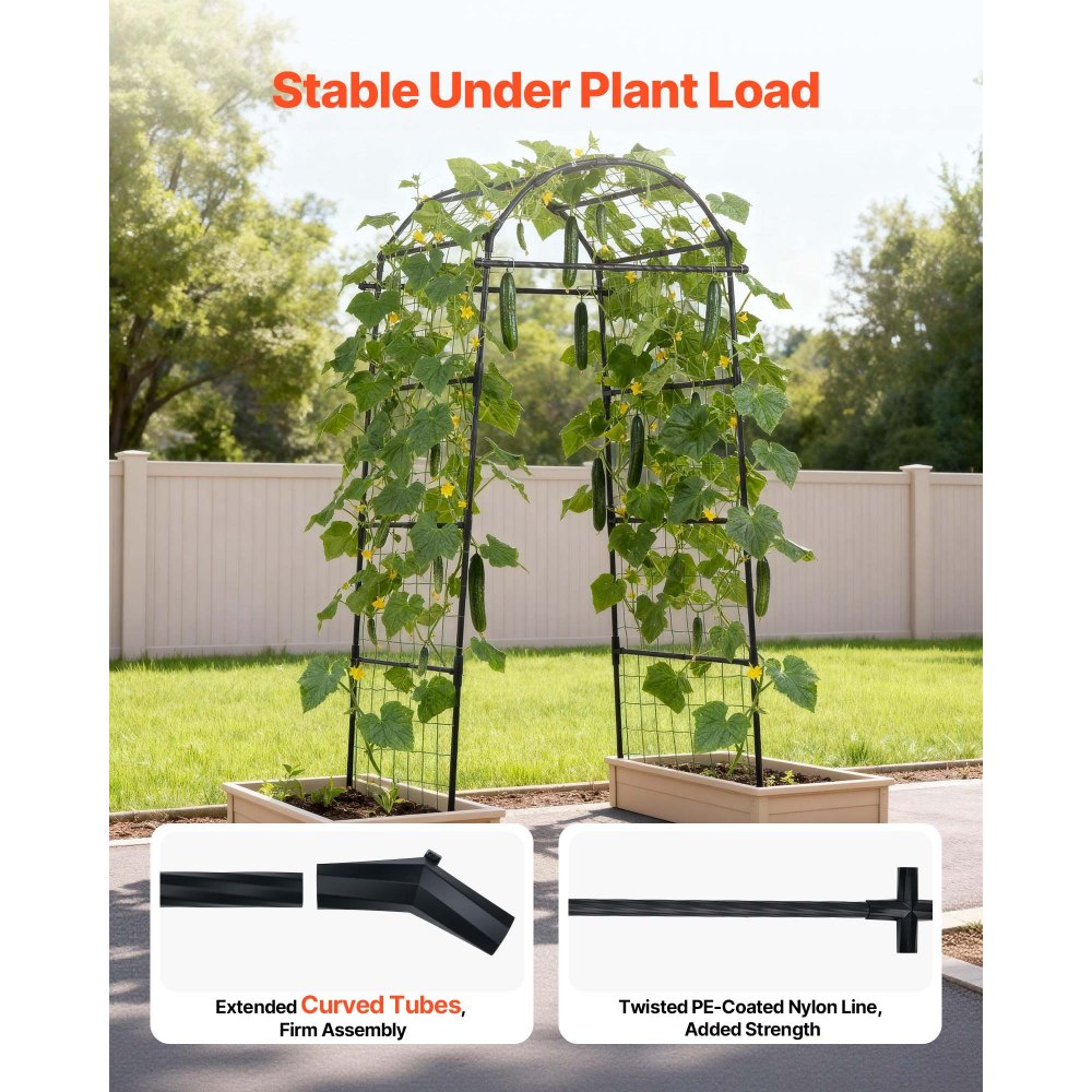 VEVOR Cucumber Trellis, U-Shape Garden Trellises for Raised Bed, Metal Arch Plant Support for Vine, Climbing Plants