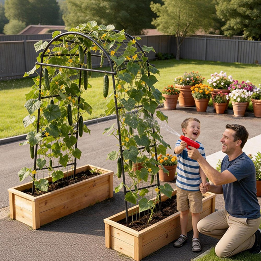 VEVOR Cucumber Trellis, U-Shape Garden Trellises for Raised Bed, Metal Arch Plant Support for Vine, Climbing Plants