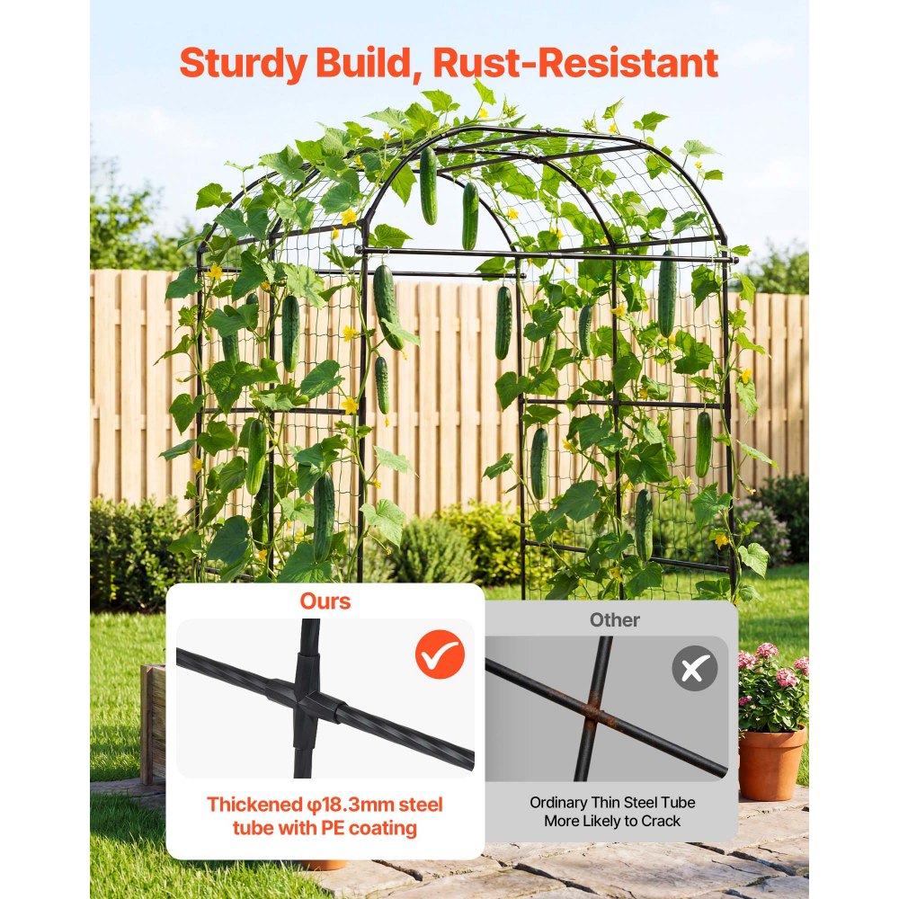 VEVOR Cucumber Trellis, U-Shape Garden Trellises for Raised Bed, Metal Wide Top Arch Plant Support for Vine, Climbing