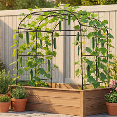 VEVOR Cucumber Trellis, U-Shape Garden Trellises for Raised Bed, Metal Wide Top Arch Plant Support for Vine, Climbing