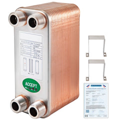 VEVOR Heat Exchanger 3"x7.5" 40 Plates Brazed Plate Heat Exchanger 316L 3/4" MPT Heat Exchanger B3-12A Beer Wort