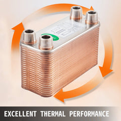 VEVOR Heat Exchanger 3"x7.5" 40 Plates Brazed Plate Heat Exchanger 316L 3/4" MPT Heat Exchanger B3-12A Beer Wort