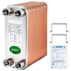 VEVOR Heat Exchanger 3"x7.5" 60 Plates Brazed Plate Heat Exchanger 316L 1/2" BSP FPT Heat Exchanger EATB12 Beer Wort