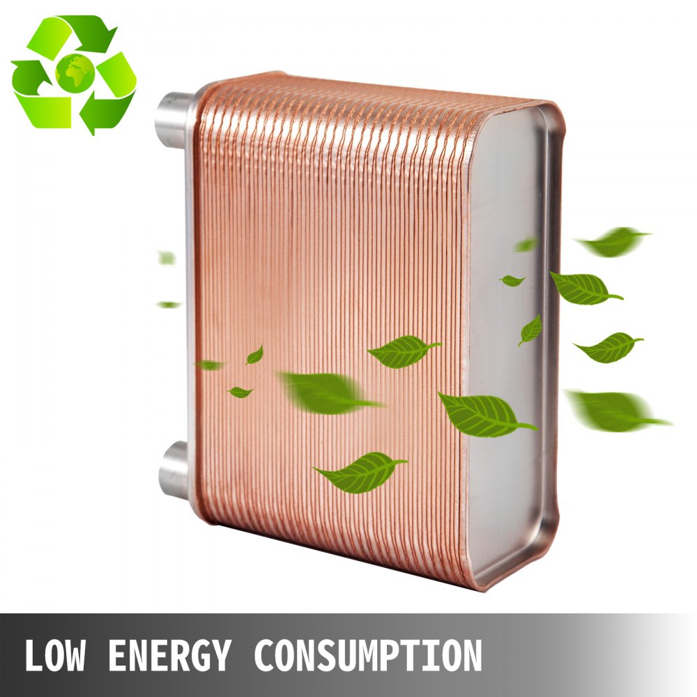 VEVOR Heat Exchanger 3"x7.5" 60 Plates Brazed Plate Heat Exchanger 316L 1/2" BSP FPT Heat Exchanger EATB12 Beer Wort