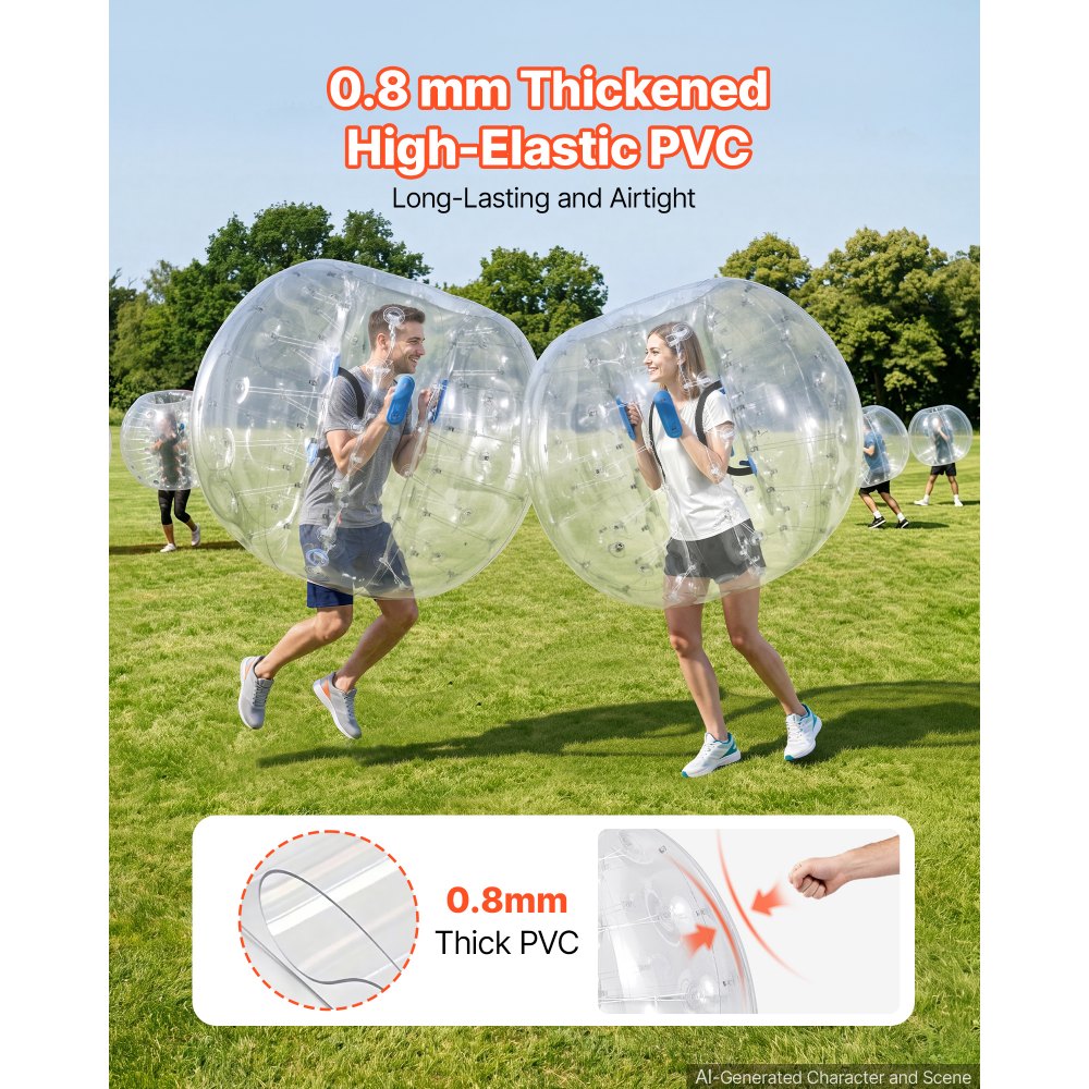 VEVOR 2-Pack Inflatable Bumper Balls 5FT Human Bubble for Adult Transparent, for Backyard, Camping, Picnic, Park, Lawn