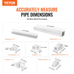 VEVOR Mini Split Line Set Cover 3-inch W 15.8Ft L, PVC Decorative Pipe Line Cover For Air Conditioner with 4 Straight